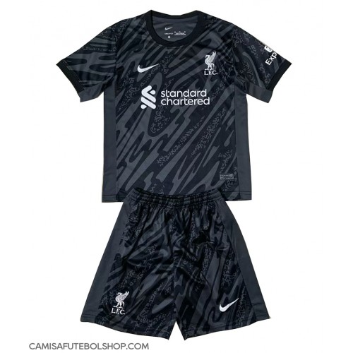 Camisa de time de futebol Liverpool Goleiro Replicas 1º Equipamento Infantil 2024-25 Manga Curta (+ Calças curtas)